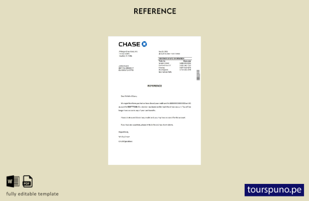 lista para imprimir plantilla de referencia de cierre de USA Chase